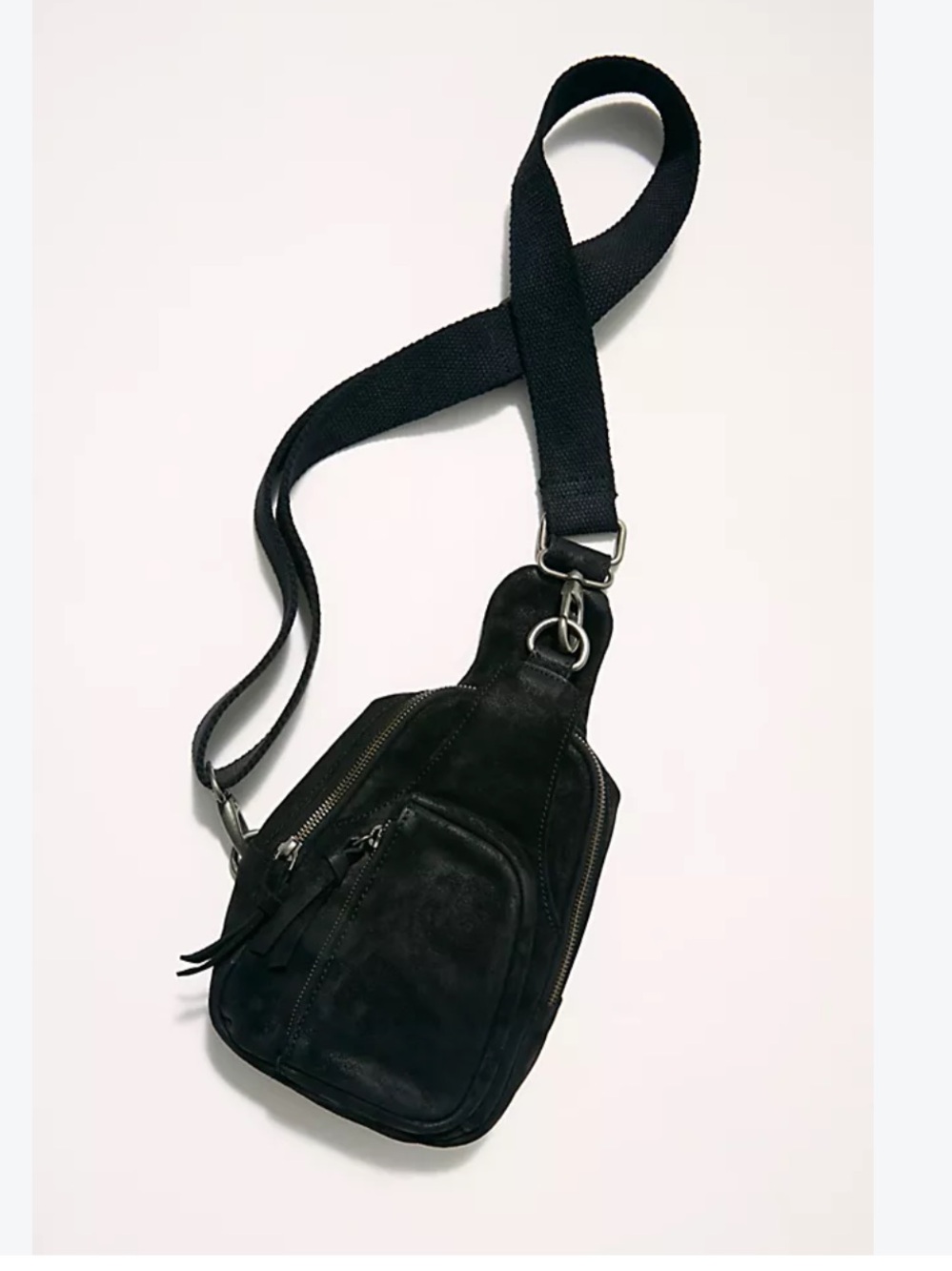 NEW Free People Hudson Suede Swing Bag in Black